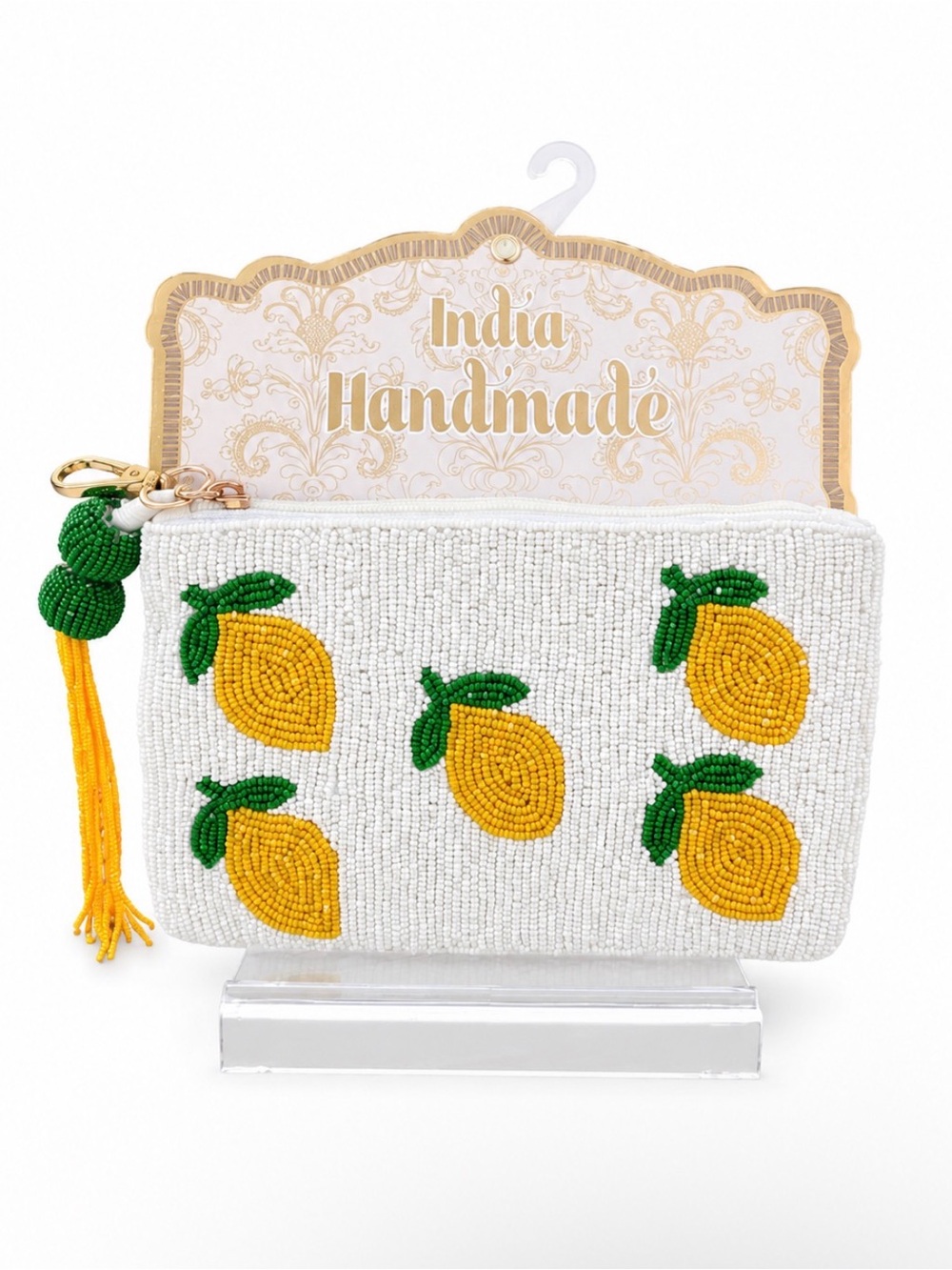 Handmade India Viral Beaded Lemon Clutch/Pouch